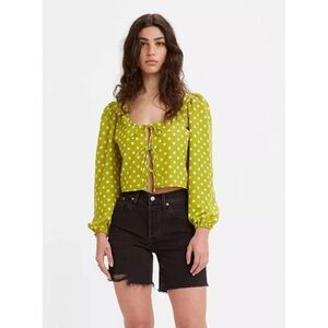 Levi’s Women’s Floral Tie Front Puff Sleeve Top